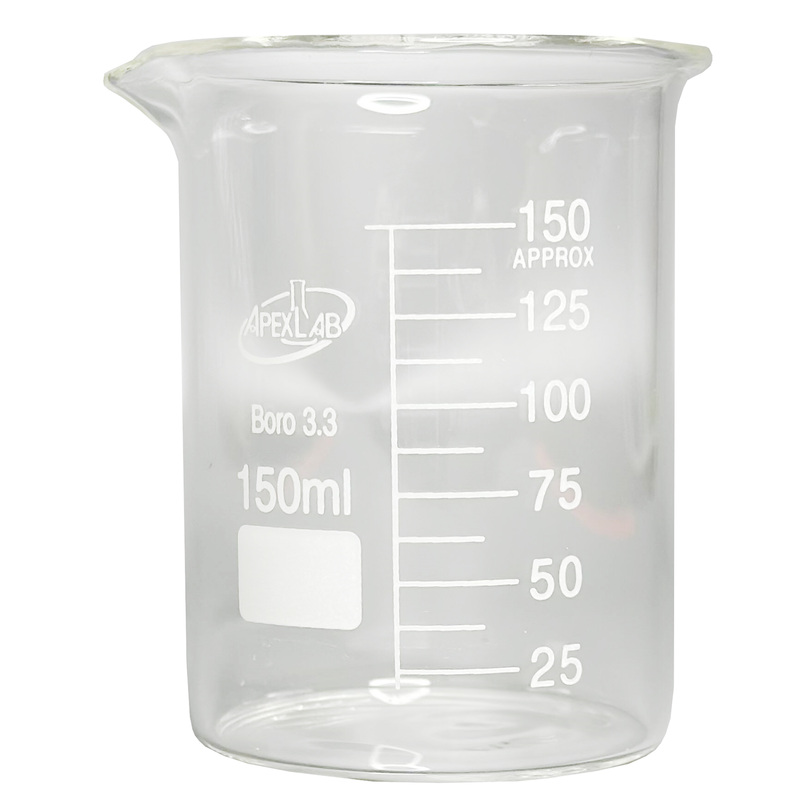 Изображение товара Лабораторный стеклянный стакан Н-1-150 ТС с делениями 150 мл для медицинских и научных целей