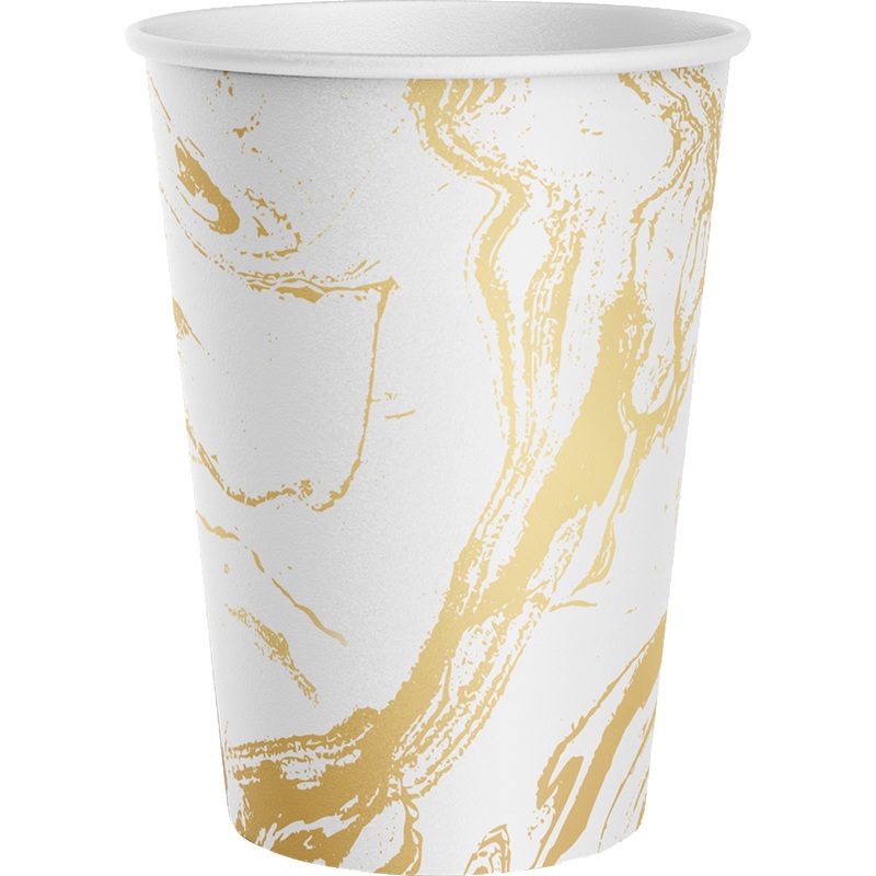 Изображение товара Набор стаканов одноразовых Империя Поздравлений Белый мрамор 250 мл (6 штук в упаковке)