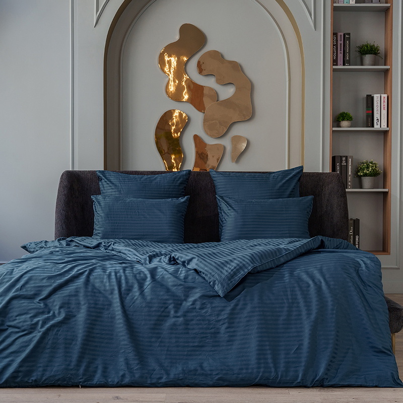 Изображение товара Постельное бельё Monocolor 156218 евро сатин серо-синий