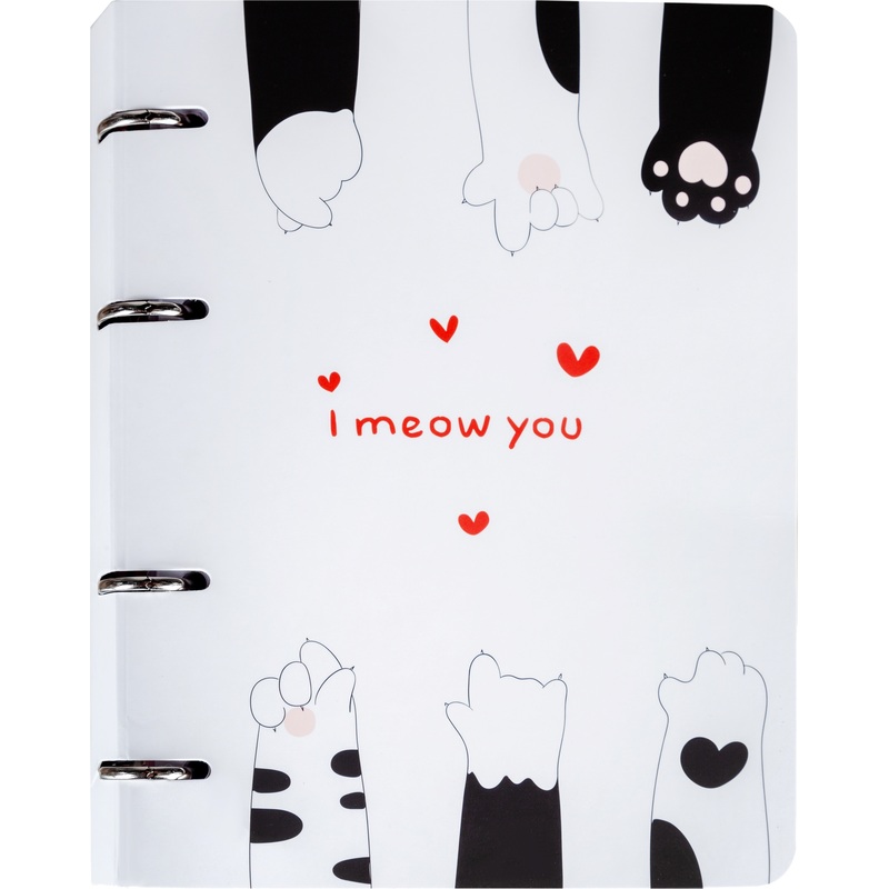 Изображение товара Тетрадь на кольцах со сменным блоком Canbe Cats А5 120 листов с рисунком в клетку, Soft Touch