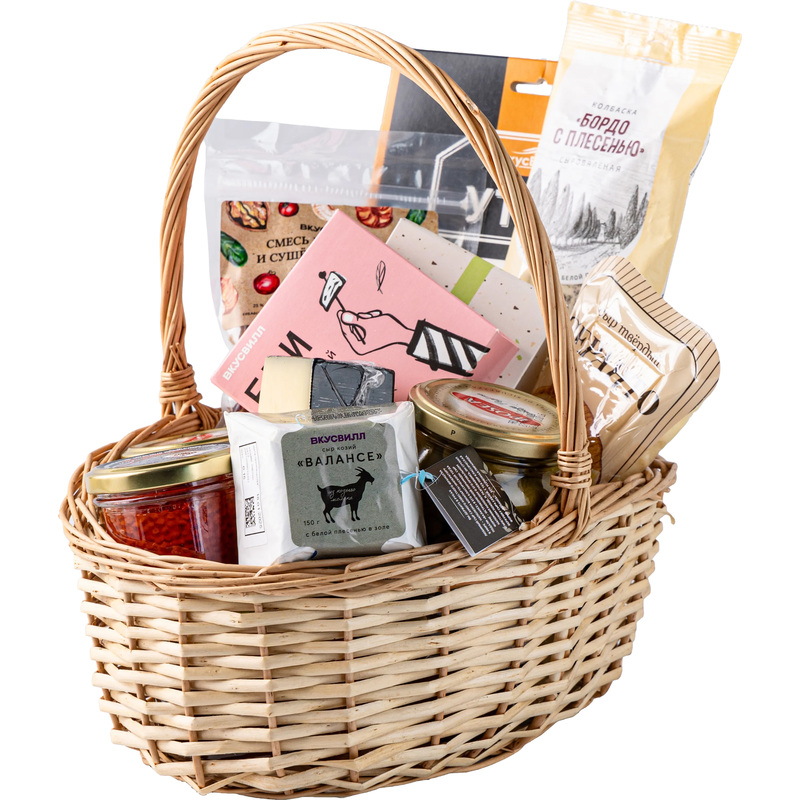 Изображение товара Подарочный набор деликатесов корзина 2.6 кг изысканный ассортимент для гурманов