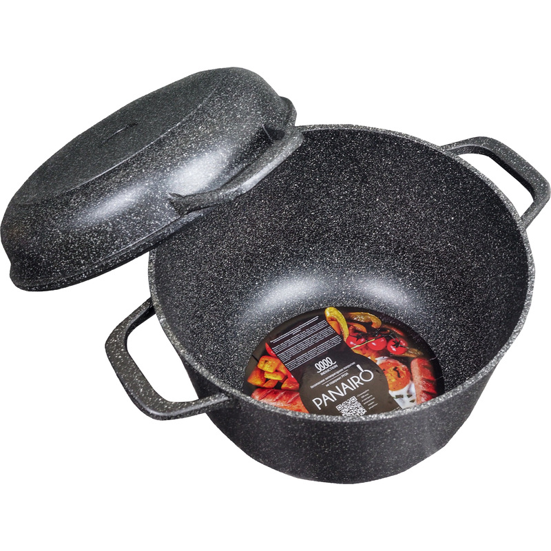 Изображение товара Казан литой алюминий 5 л Panairo Expa индукция черный с крышкой-сковородой