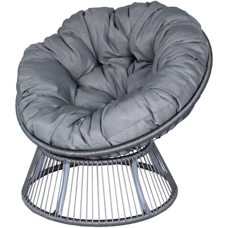 Изображение товара Кресло для отдыха Элис серое из рогожки на стальном каркасе 800х800х760 мм