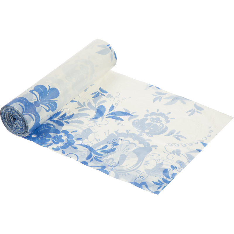 Изображение товара Одноразовая скатерть Plushe Гжель 110x180 см белая, 5 штук