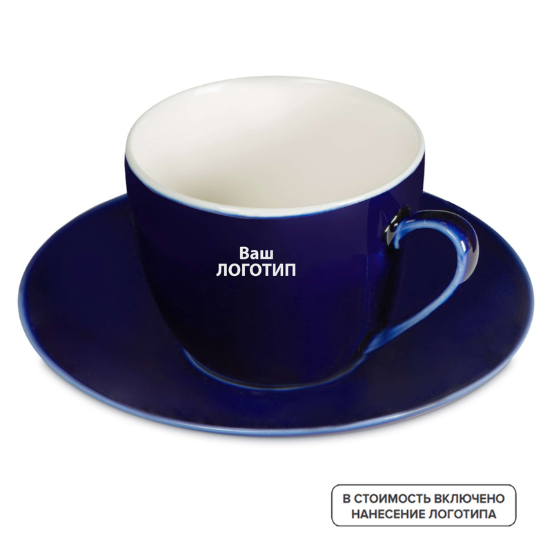 Изображение товара Чайная пара Phyto 250 мл фарфор синяя с тампопечатью под заказ