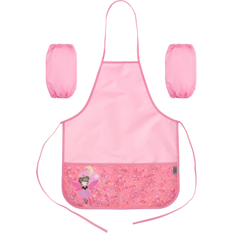 Изображение товара Фартук для труда Комус Класс Фея розовый с нарукавниками 49x39 см