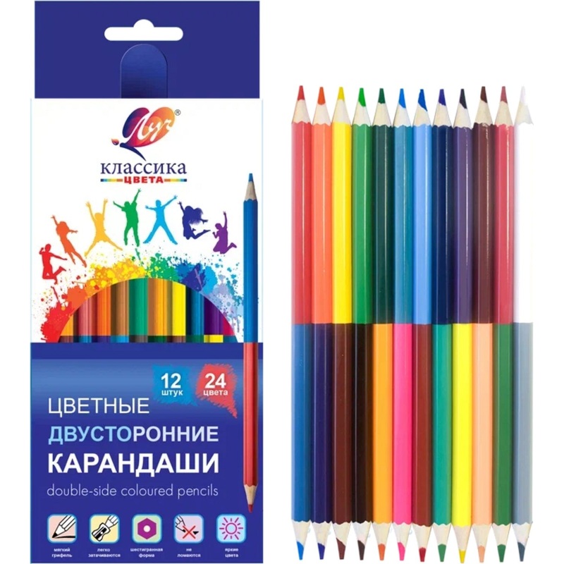 Изображение товара Карандаши цветные Луч Классика 12 двусторонних карандашей 24 цвета