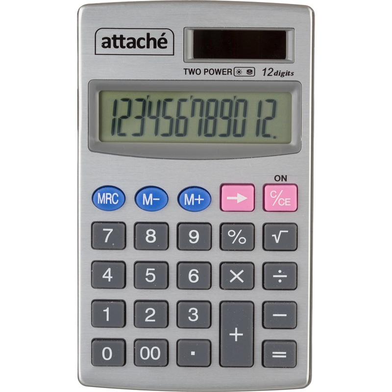Изображение товара Калькулятор карманный Attache ATC-333-12P 12-разрядный серебристый 105x68x10 мм