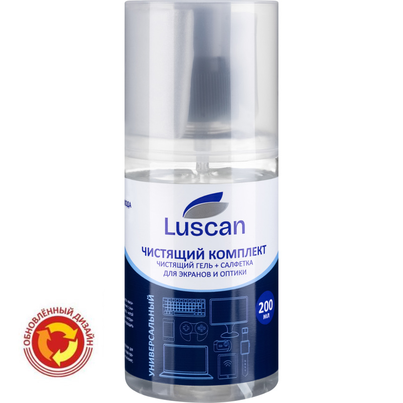 Изображение товара Гель для чистки мониторов и оптики Luscan 200 мл с салфеткой