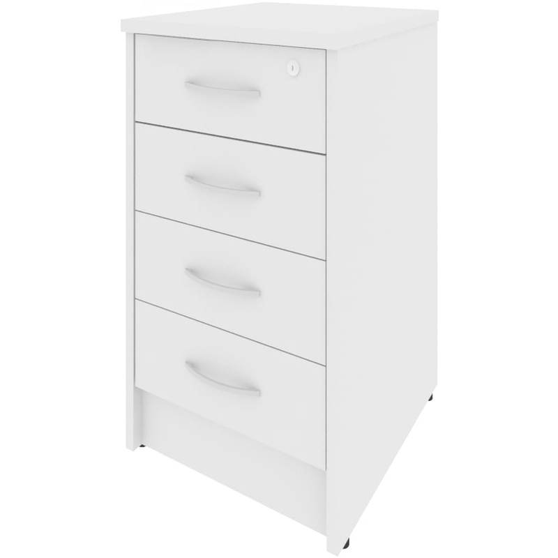 Изображение товара Приставная тумба Riva с замком 412х450х750 мм белая 4 ящика офисная мебель