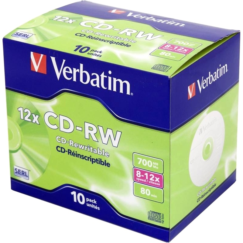 Изображение товара Диск CD-RW Verbatim 700 МБ 12x jewel 43148 (10 штук в упаковке)