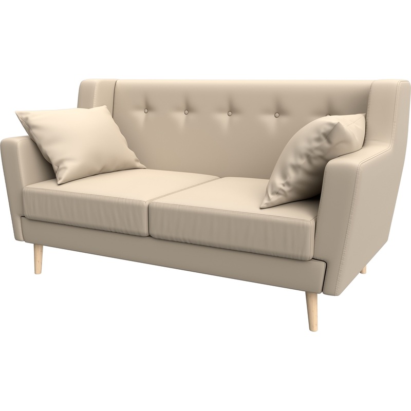 Изображение товара Двухместный диван Horeca Брайтон из экологичной кожи бежевый компактный и комфортный