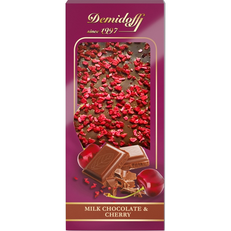 Изображение товара Шоколад Demidoff молочный с посыпкой вишней 80 г Изображение товара Шоколад Demidoff молочный с посыпкой вишней 80 г