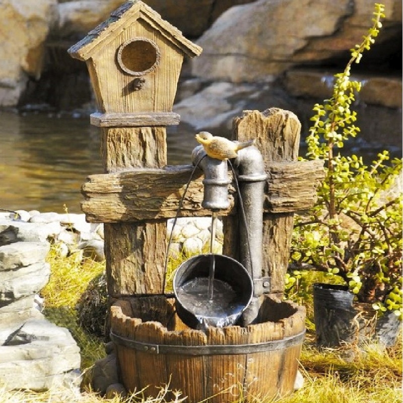 Изображение товара Декоративный садовый фонтан Green Apple Лесной дом 73.5 см с подсветкой