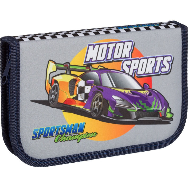 Изображение товара Пенал Комус Класс Motor Sports серый для мальчиков
