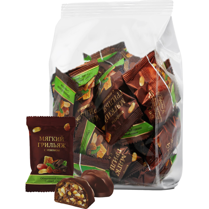 Изображение товара Конфеты шоколадные Мягкий грильяж с изюмом 500 г