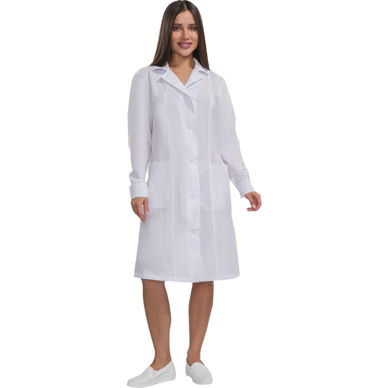 Изображение товара Медицинский женский халат м04-ХЛ белый 60-62 см рост 158-164 см ткань тиси