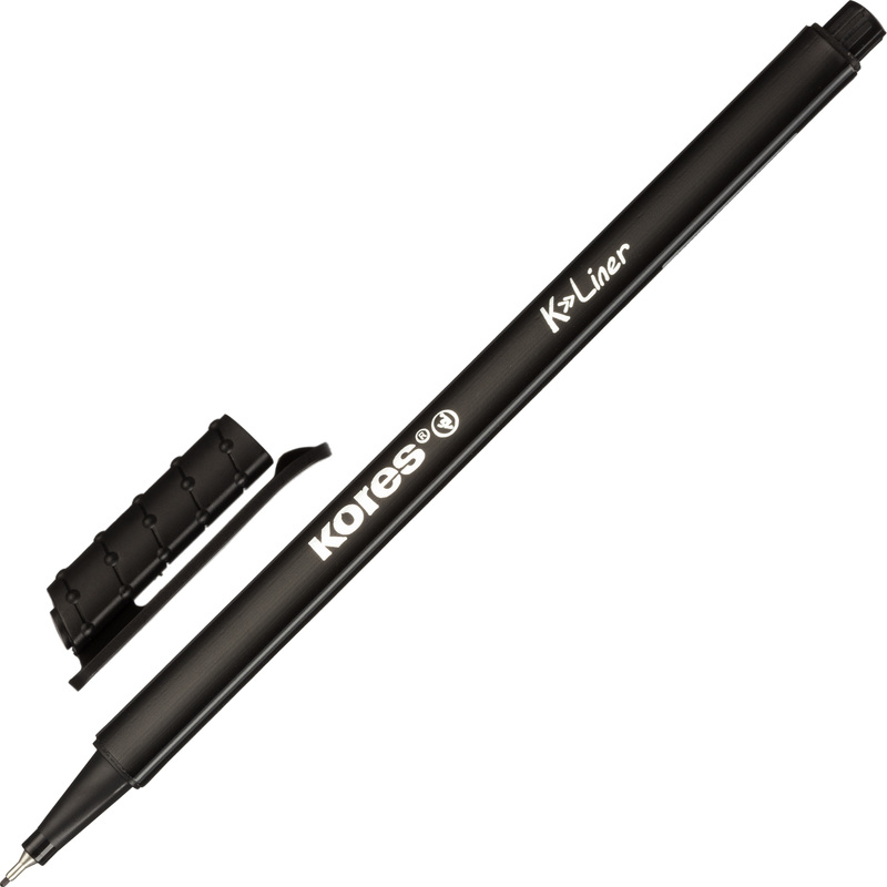 Изображение товара Линер Kores K-Liner черный 0.4 мм супертонкий металлический наконечник