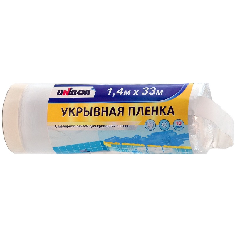 Изображение товара Пленка укрывная Unibob с малярной лентой 1.4х33 м (49696)