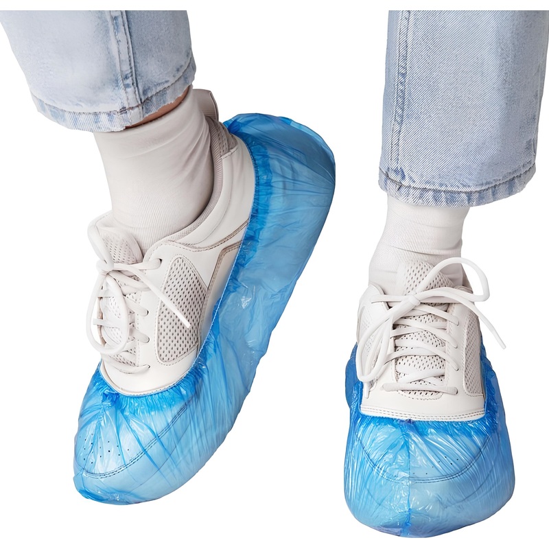 Изображение товара Уценка. Бахилы одноразовые Elegreen Лайт-H полиэтиленовые облегченные 6 мкм голубые (1.8 г, 2500 пар в упаковке)