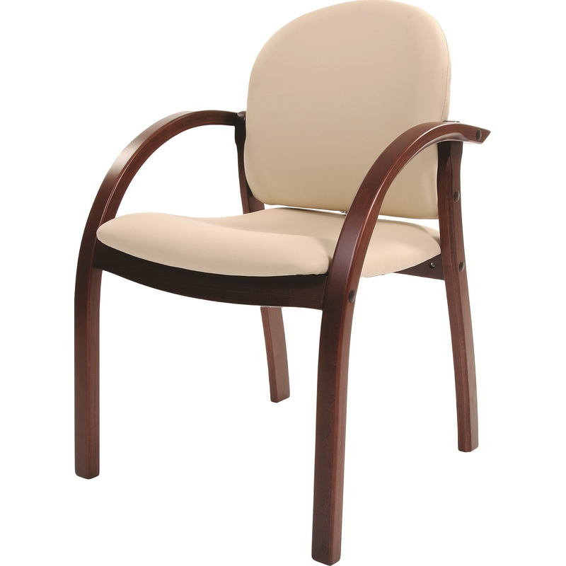 Изображение товара Офисный стул Chairman CH659 бежевый из экологичной кожи с деревянными подлокотниками