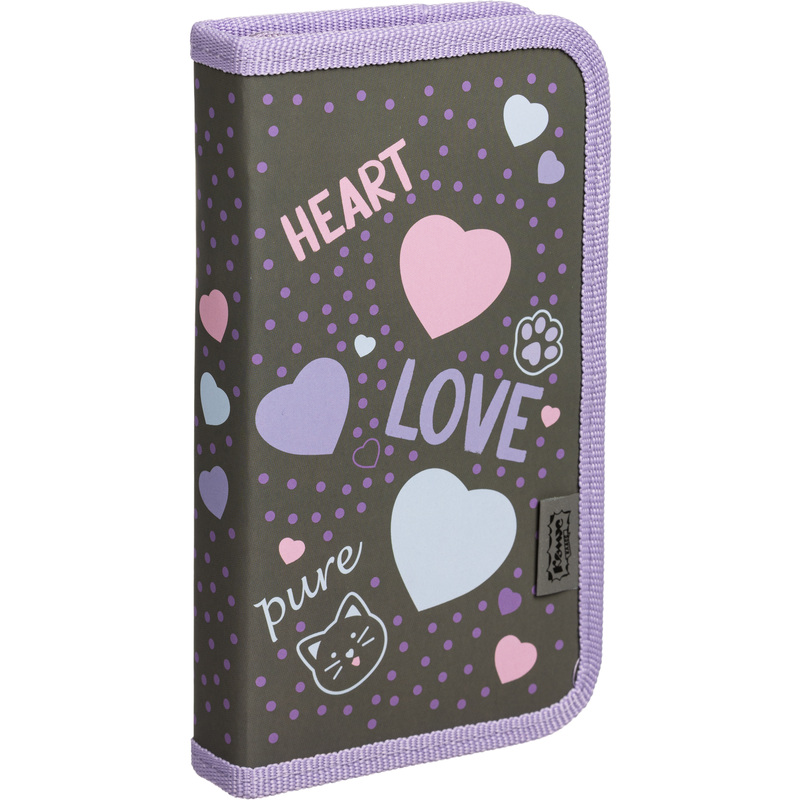 Изображение товара Пенал односекционный Комус Класс Heart сиреневый для девочек 19x11x2.5 см