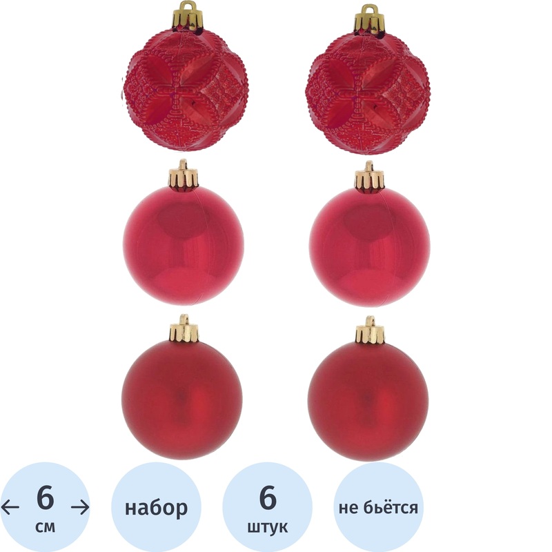 Изображение товара Набор ёлочных шаров Remeco Collection Карнавал красок красные 6 см