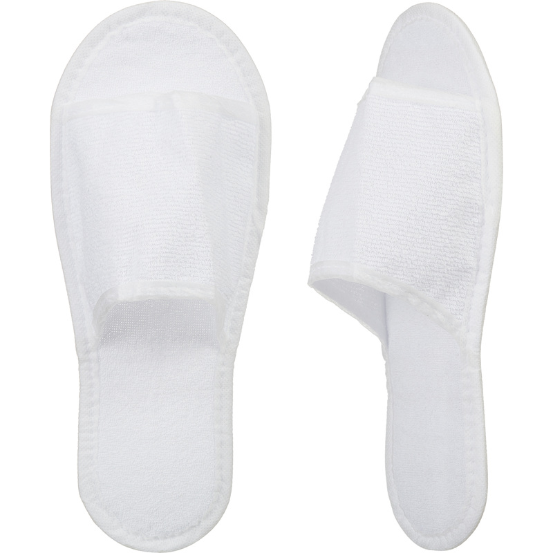 Изображение товара Одноразовые махровые тапочки с открытым мысом 38-42 белые 100 пар в упаковке