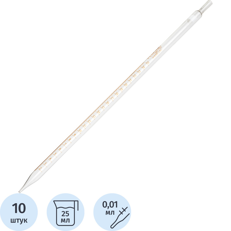 Изображение товара Пипетка измерительная 25 мл 2-2-2-25, комплект 10 штук