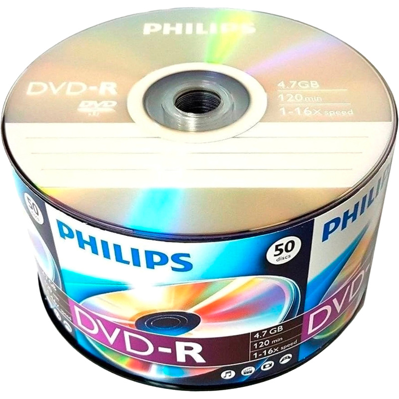 Изображение товара Диск DVD-R Philips 4.7 ГБ 16x bulk DM416U50F/97 (50 штук в упаковке)