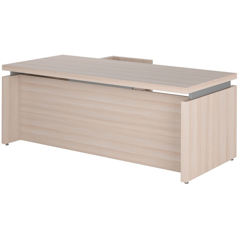 Изображение товара Стол руководителя с тумбой правый дуб светлый 2000x1800x760 мм офисная мебель