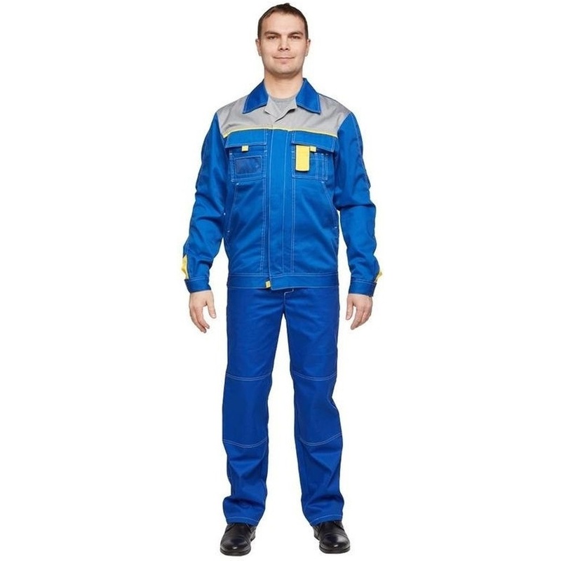 Изображение товара Костюм рабочий летний мужской л10-КБР васильковый/серый/жёлтый (размер 52-54, рост 158-164)