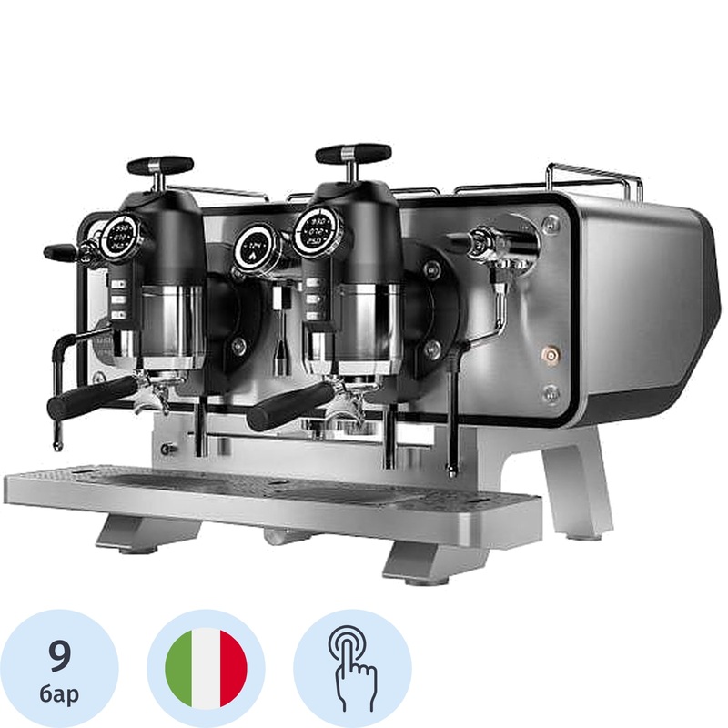 Изображение товара Кофемашина Sanremo Opera 2 Серебристая – двухпорционная, сенсорное управление, 9 бар