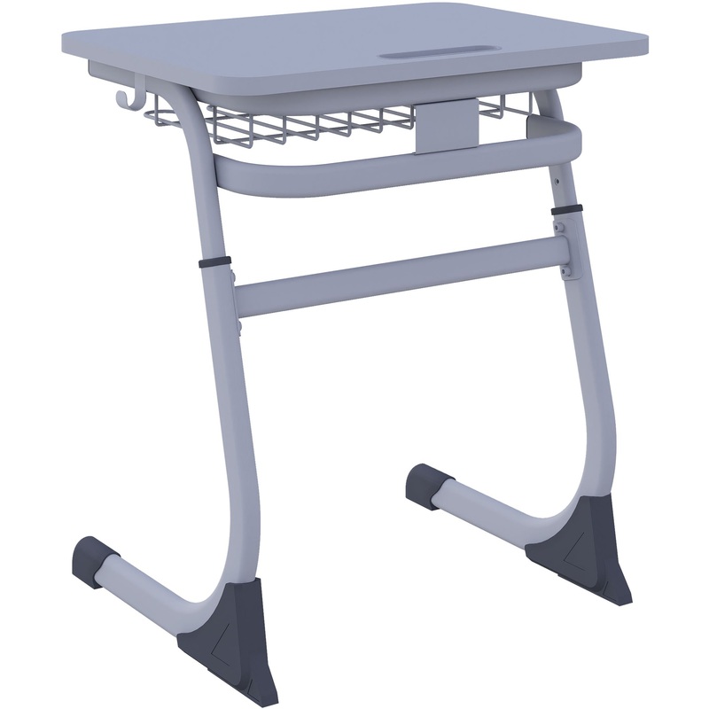 Изображение товара Стол ученический одноместный Smarty с закругленными углами столешницы (серый/серый, рост 5-7, комплект из 2 штук)