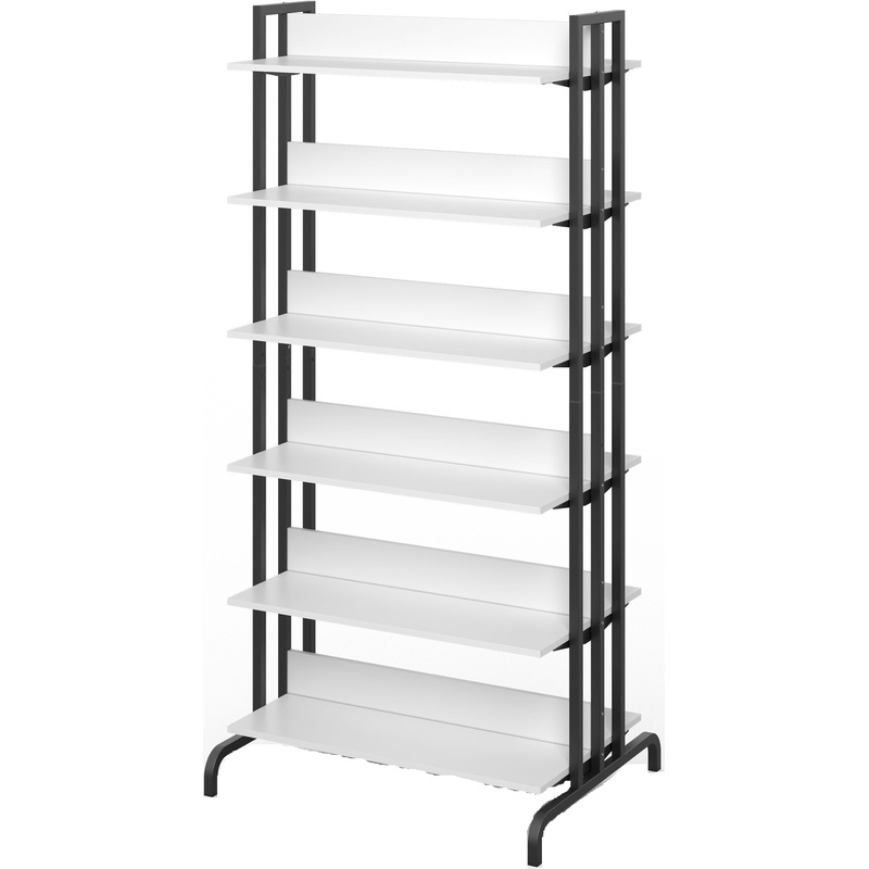 Изображение товара Стеллаж библиотечный двухсторонний (белый/чёрный, 900х690х1900 мм) Изображение товара Стеллаж библиотечный двухсторонний (белый/чёрный, 900х690х1900 мм)