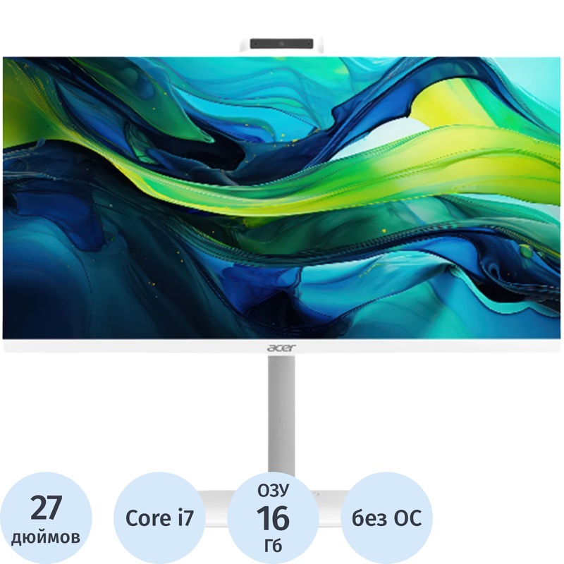 Изображение товара Моноблок Acer Aspire C27-1E13U7UNH 27 Full HD IPS Core i7 16ГБ SSD без ОС белый