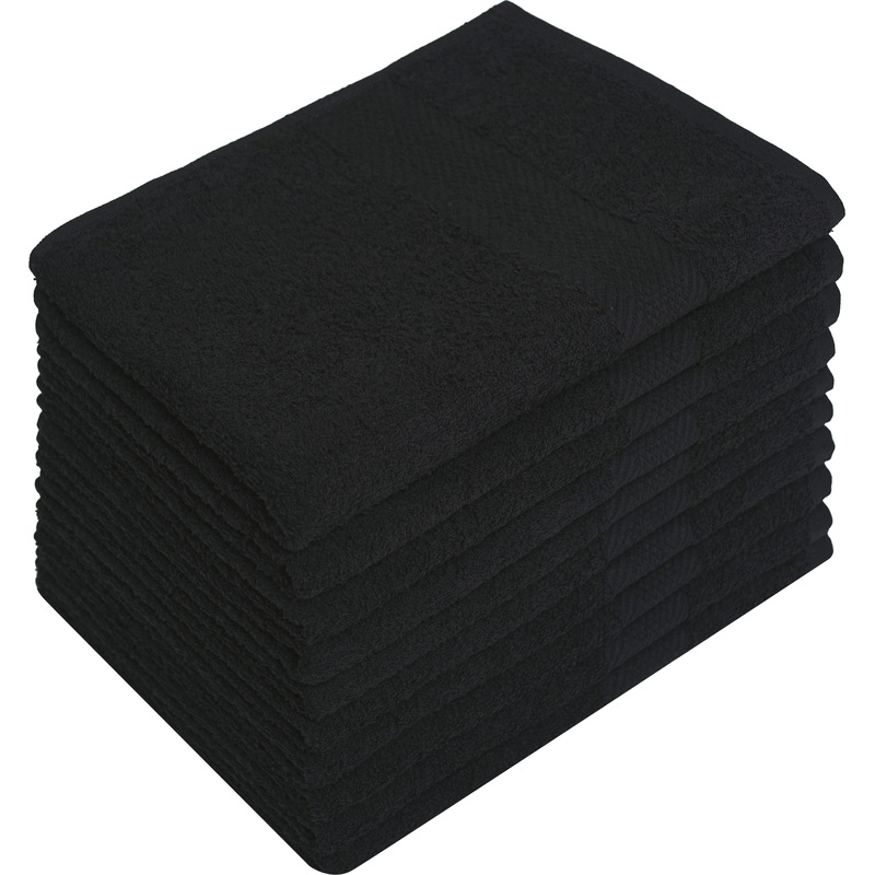 Изображение товара Набор махровых полотенец 10 штук 50x90 см чёрный, хлопок, плотность 440г/кв.м