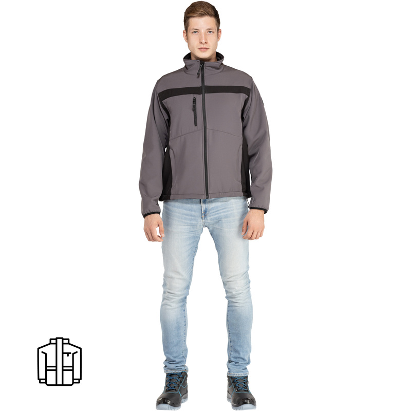 Изображение товара Рабочая демисезонная куртка мужская Delta Plus Lulea Softshell серо-черная