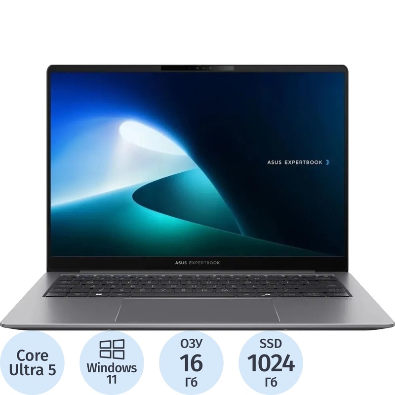 Изображение товара Ноутбук Asus ExpertBook P5 P5405CSA-NZ0265W 14" серый Intel Core Ultra 5 228V/16 ГБ/SSD 1024 ГБ (90NX0861-M00BA0)