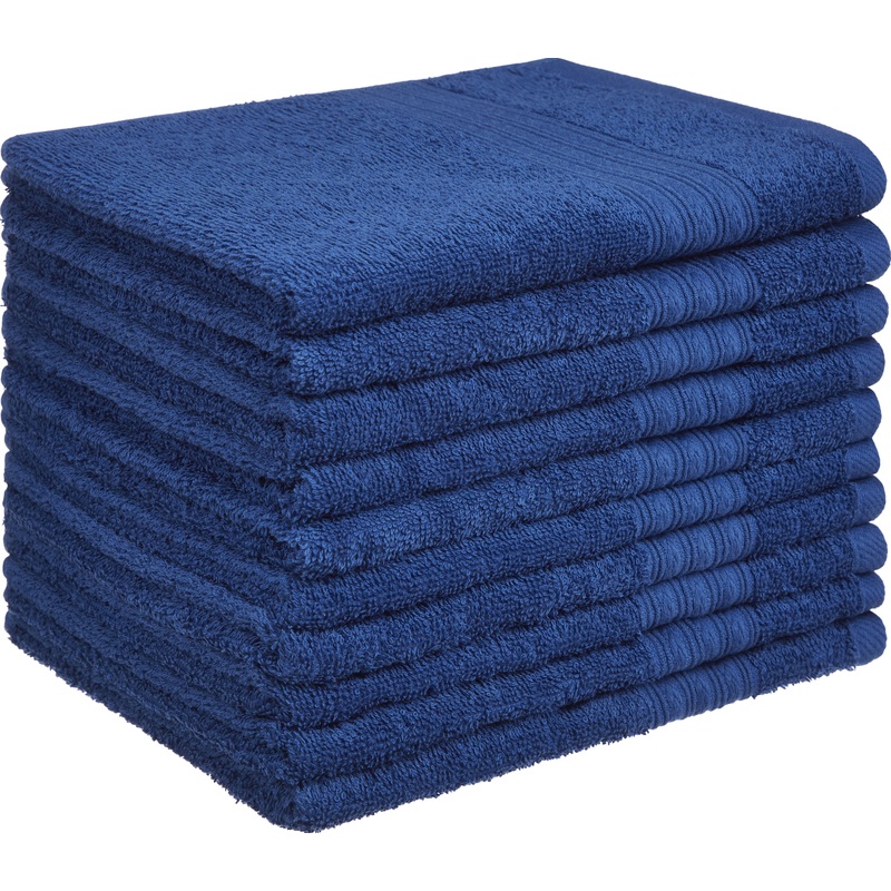 Изображение товара Махровое полотенце Luscan 40x70 см тёмно-синее 10 штук в упаковке