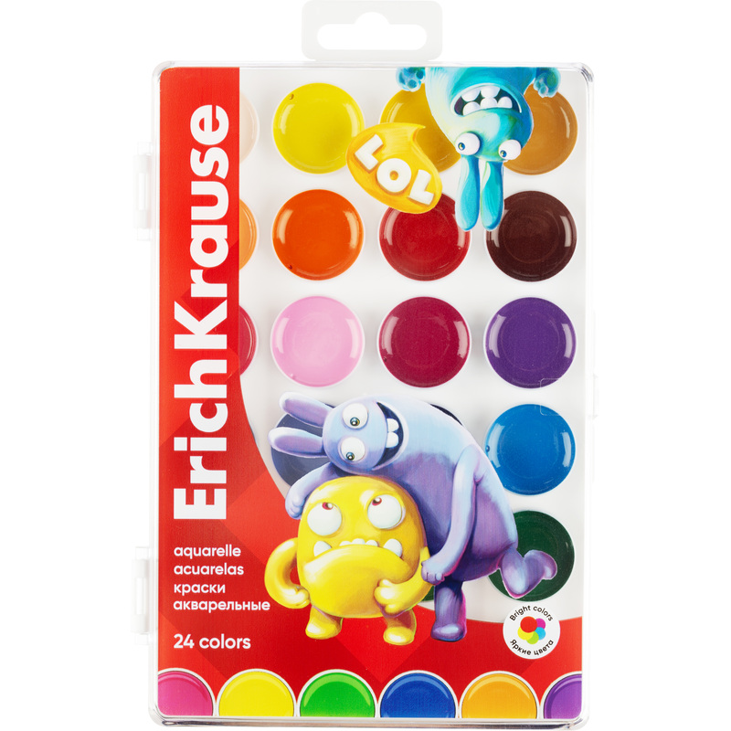 Изображение товара Краски акварельные Erich Krause Jolly Friends 24 цвета по 3.2 мл в пластиковом боксе