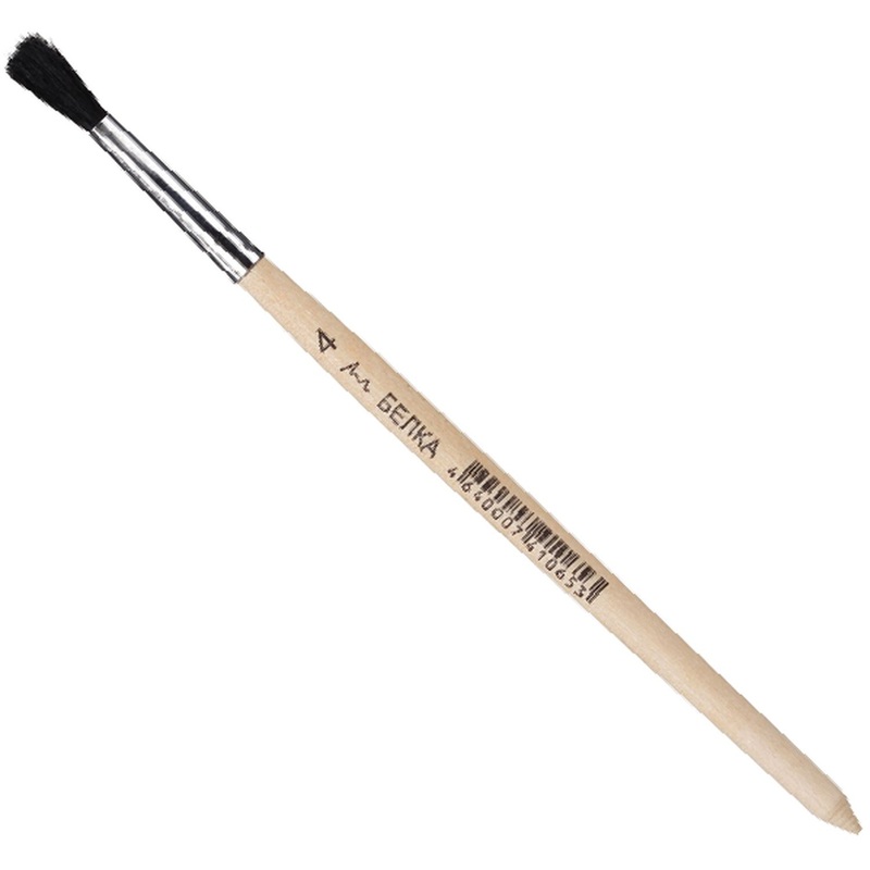 Изображение товара Кисть Комус Класс №1 School круглая белка №4 короткая деревянная ручка