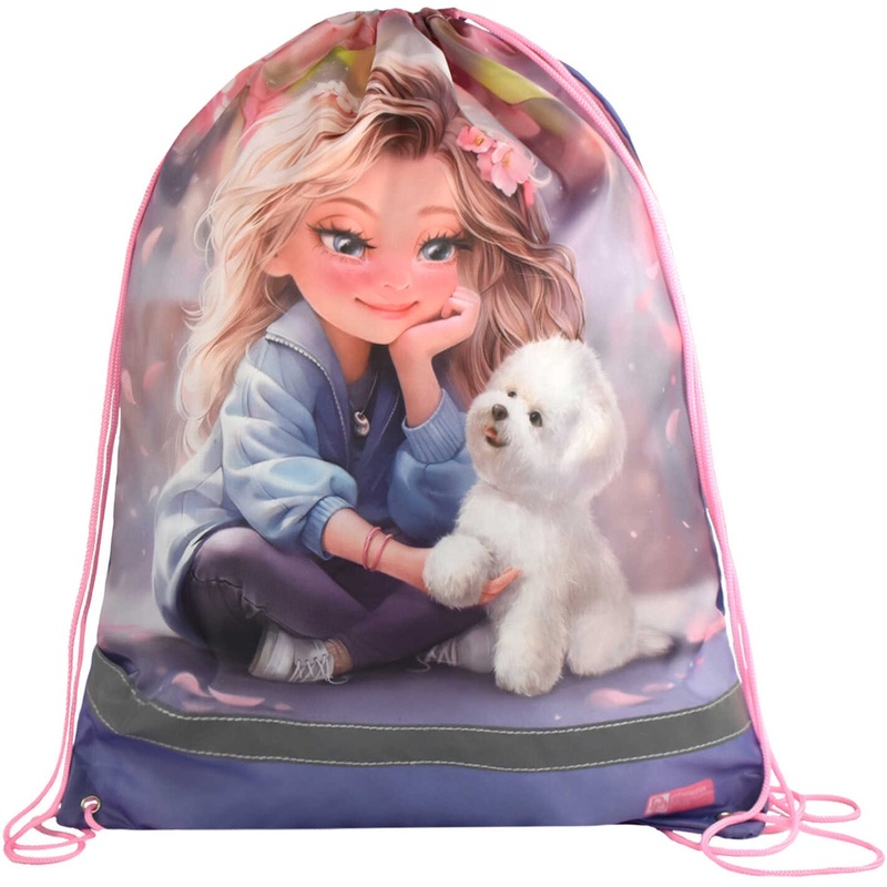 Изображение товара Мешок для сменной обуви Феникс Блондинка с собачкой 36x48 розовый