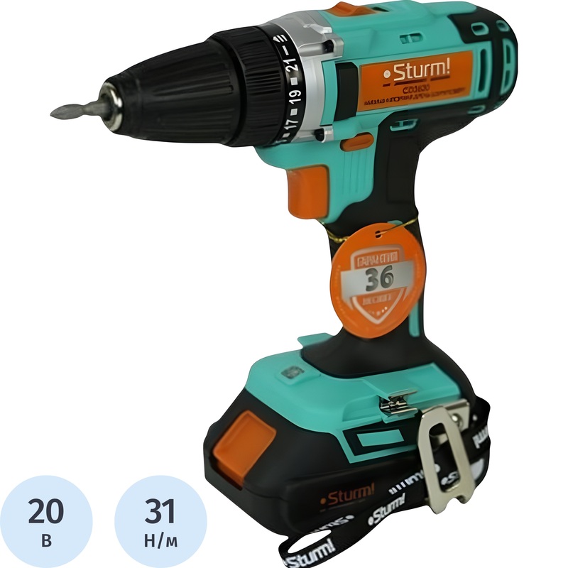 Изображение товара Аккумуляторная дрель-шуруповёрт Sturm! CD3620 20В 2 АКБ Li-ion +ЗУ в кейсе