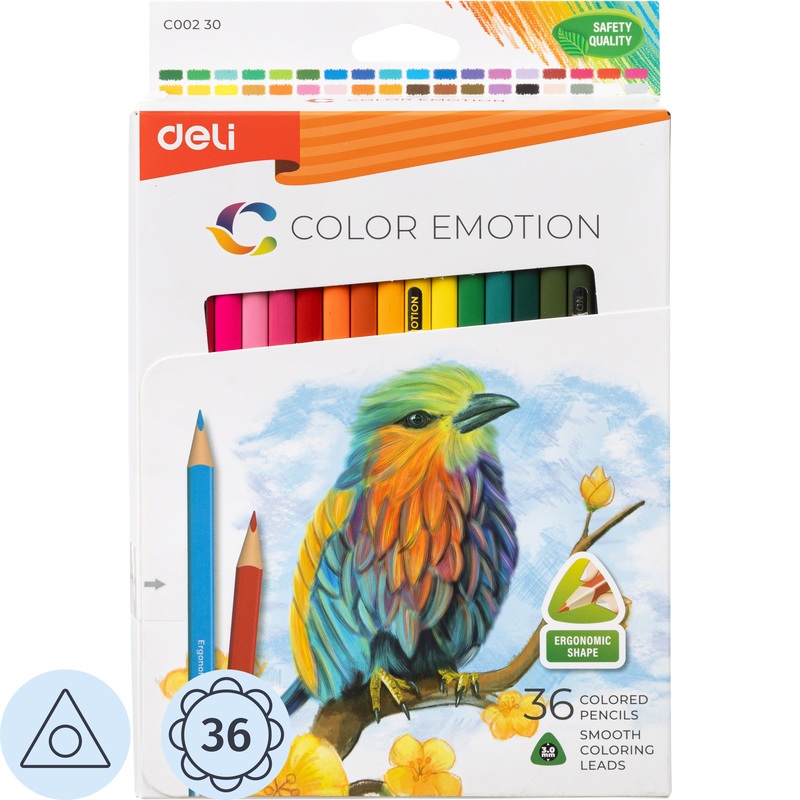 Изображение товара Цветные карандаши Deli Color Emotion 36 цветов трёхгранные для художников и школы