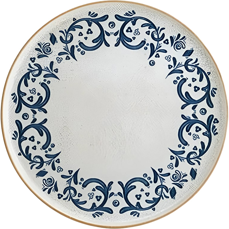 Изображение товара Тарелка обеденная фарфоровая Bonna Виенто диаметр 220 мм белая/синяя (69128)