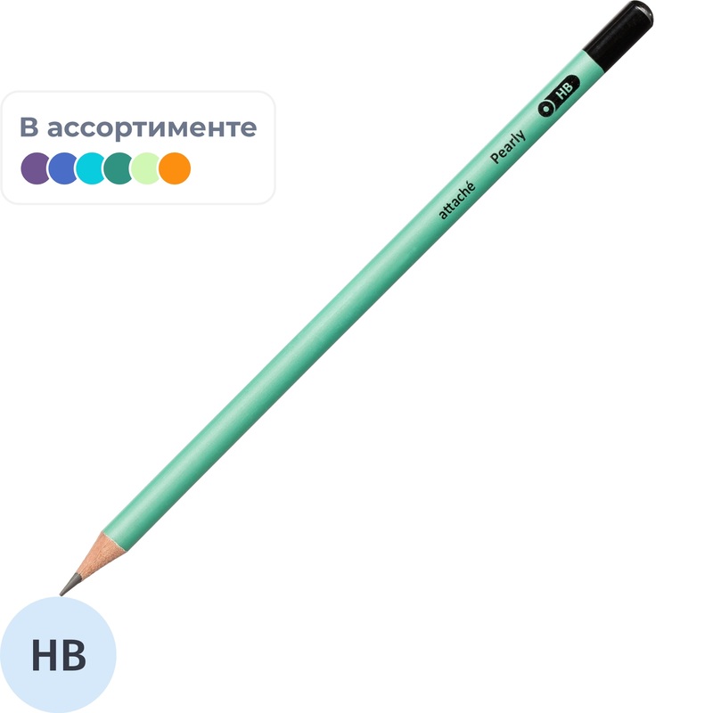 Изображение товара Карандаш чернографитный деревянный HB Attache Pearly заточенный круглый
