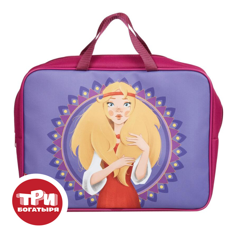 Изображение товара Папка для тетрадей Комус Три богатыря Аленушка А4 полиэстер с 1 отделением на молнии с ручками