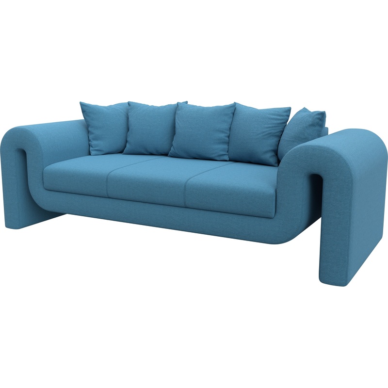 Изображение товара Диван Комфорт Волна трёхместный голубой ткань