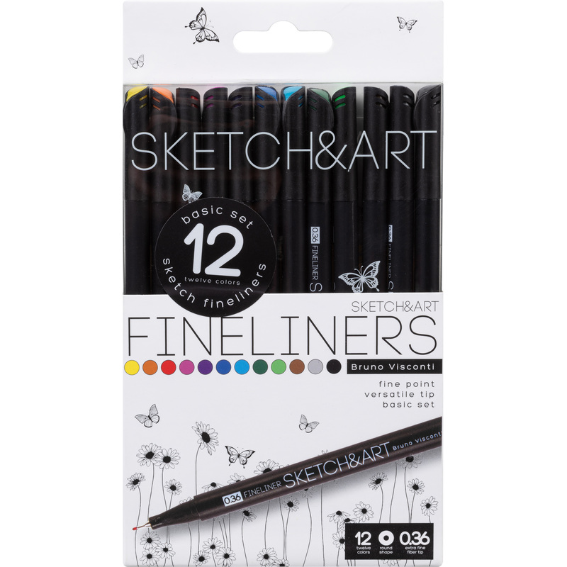 Изображение товара Набор линеров Sketch&Art black edition 12 цветов 0.36 мм